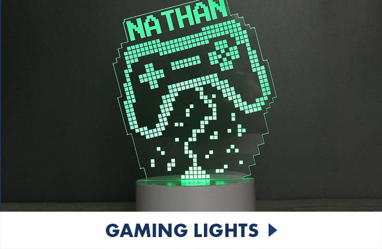 Complete the perfect gaming set up with our gaming lights, such as our gamer light that you can personalise with your own name or gamer tag!