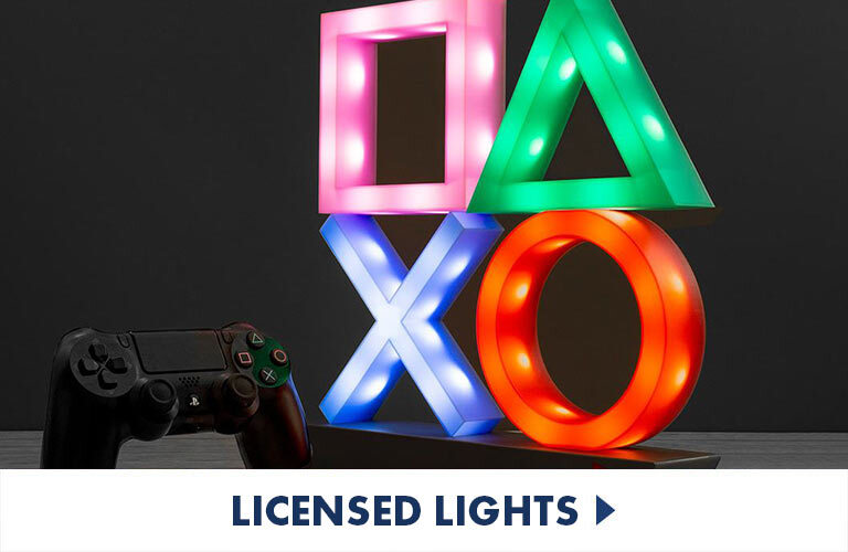 Fun lighting from all your favourite films, tv shows and games, such as our Exclusive Playstation icons light!